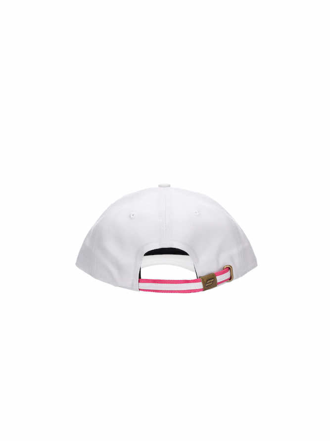 White sports cap with pink logo