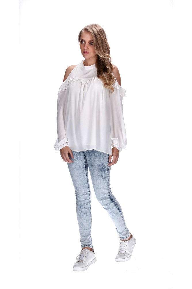  Cold Shoulder Top White