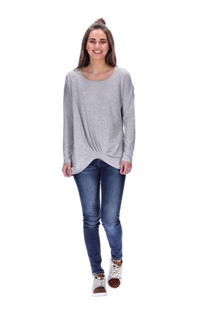 Hailey Long Sleeve Top Grey Marle