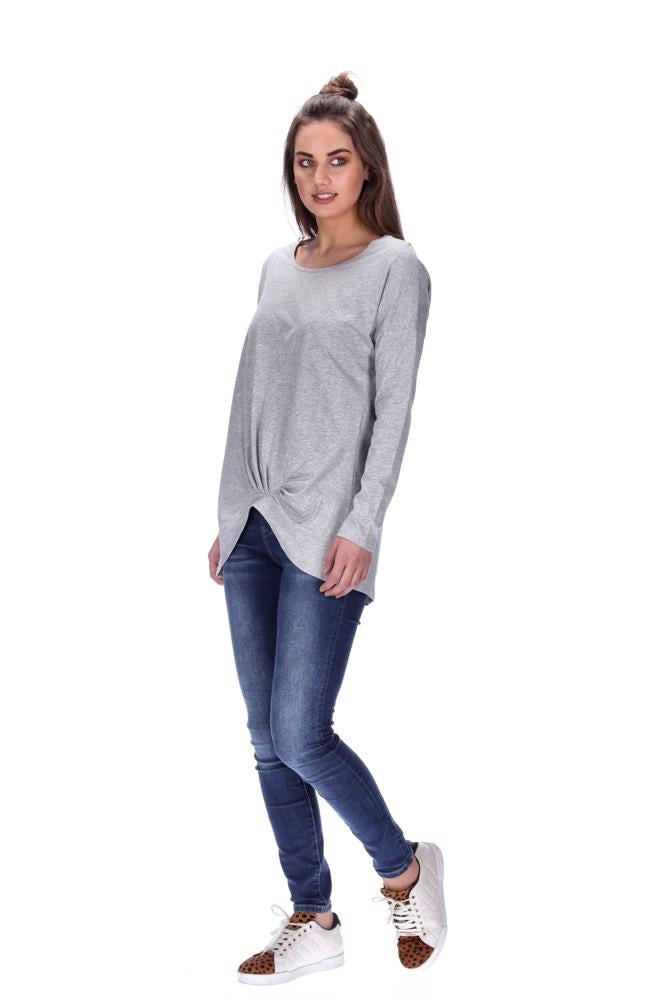 Hailey Long Sleeve Top Grey Marle