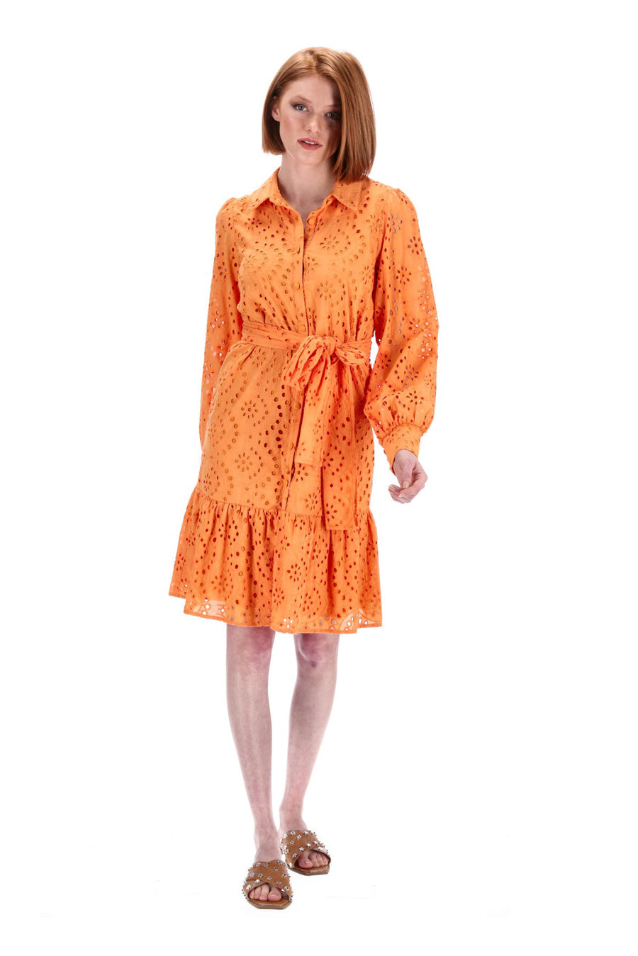 Orange Midi Shirt Dress