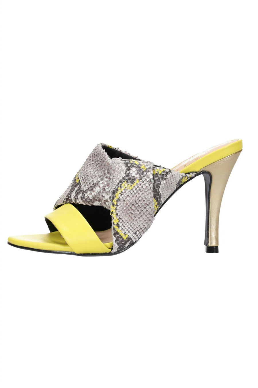 Yellow snake hot sale print heels