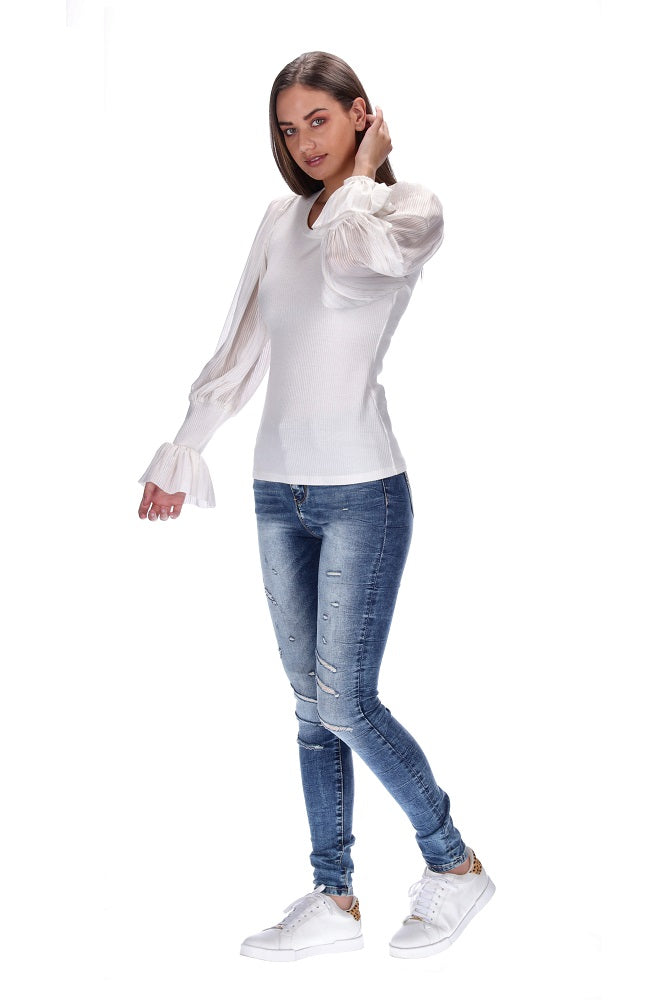 White Long Sleeve Top