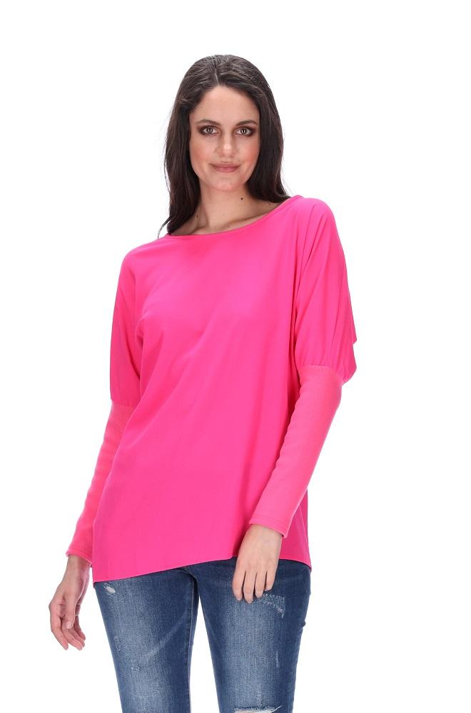 Fuschia Top Ribbed Sleeve