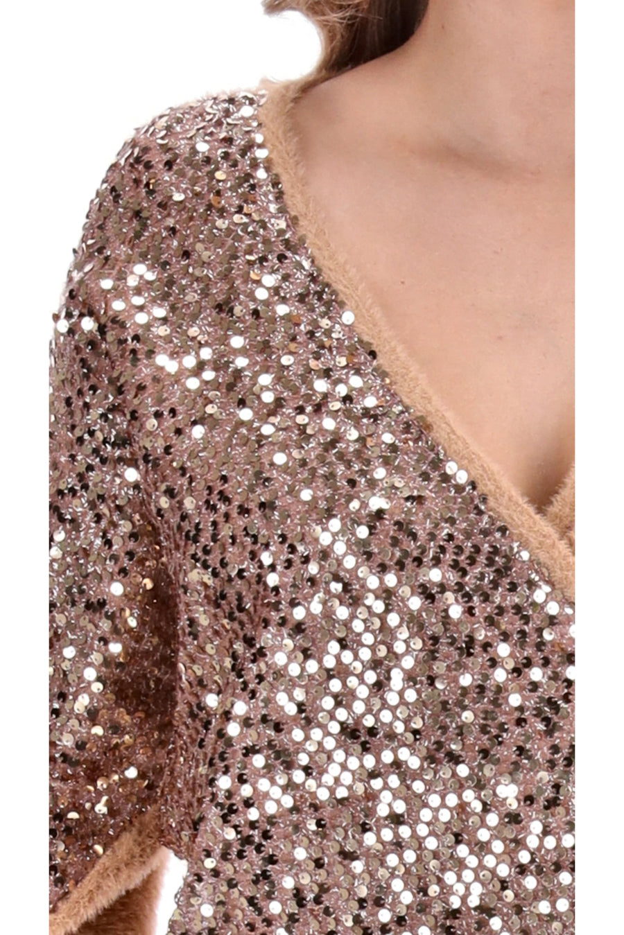 beige sequin top