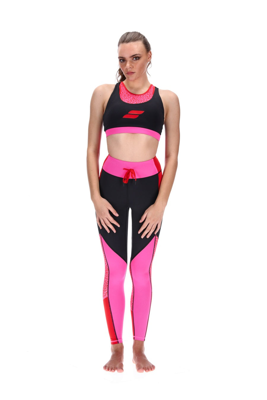 Touch Down Legging Black Red Pink Leopard Print