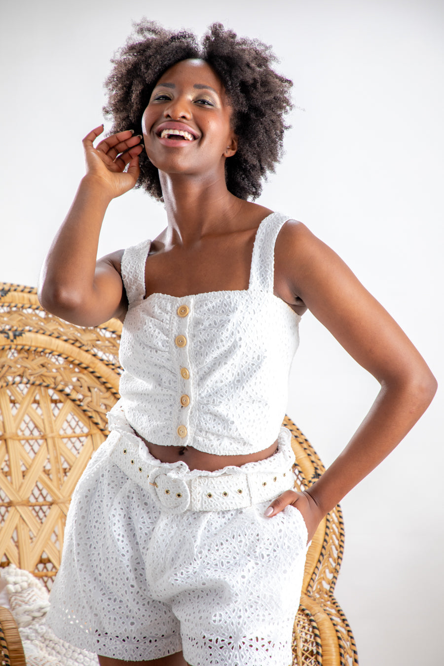 crop top & short set white lace