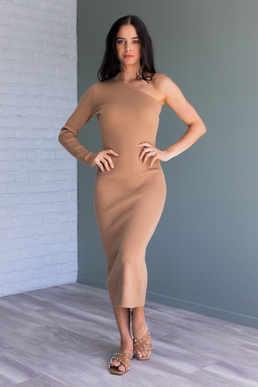 Tan Ribbed Maxi Dress